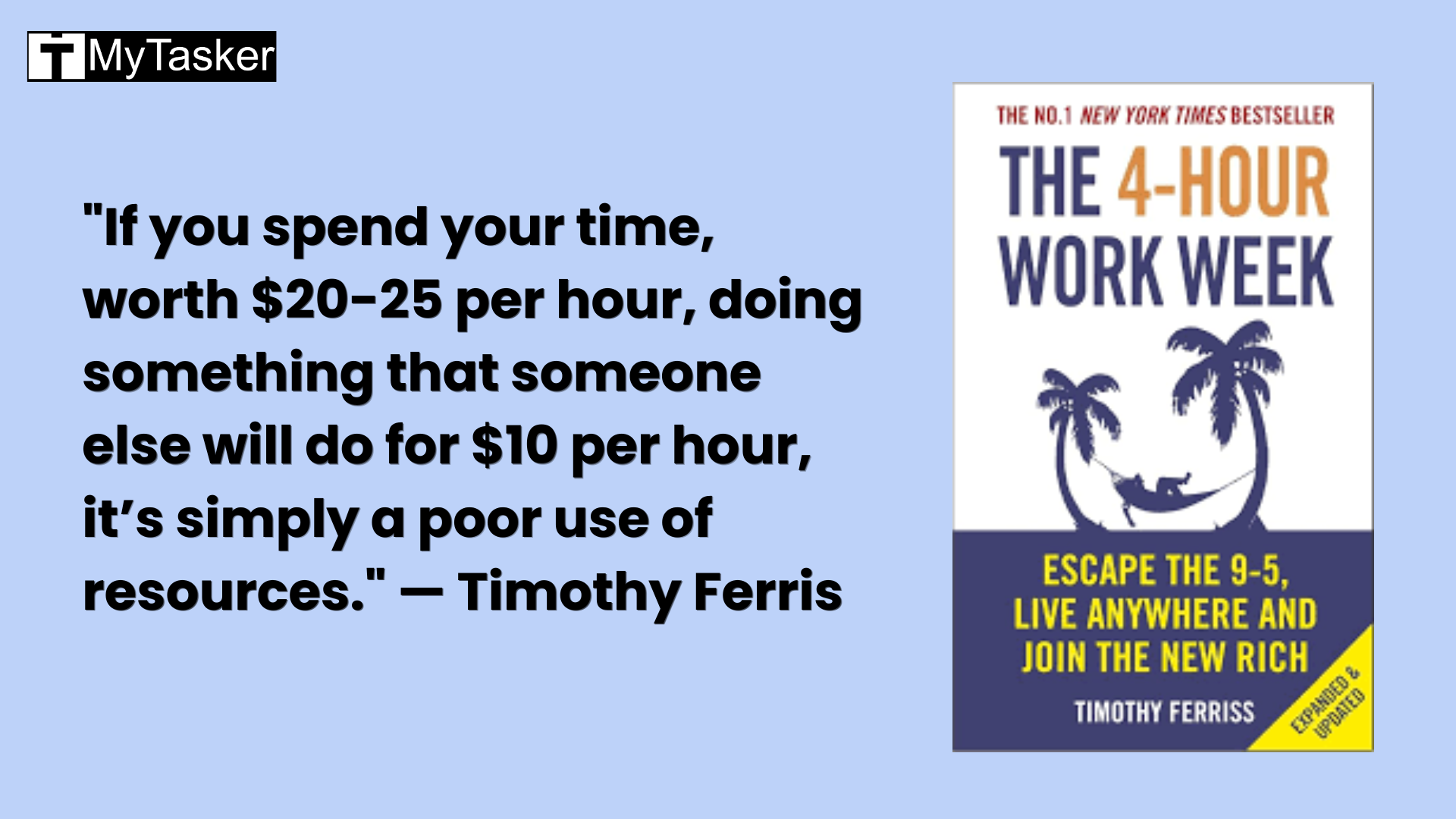 This image shows a quote of Tim Ferris on task delegation.